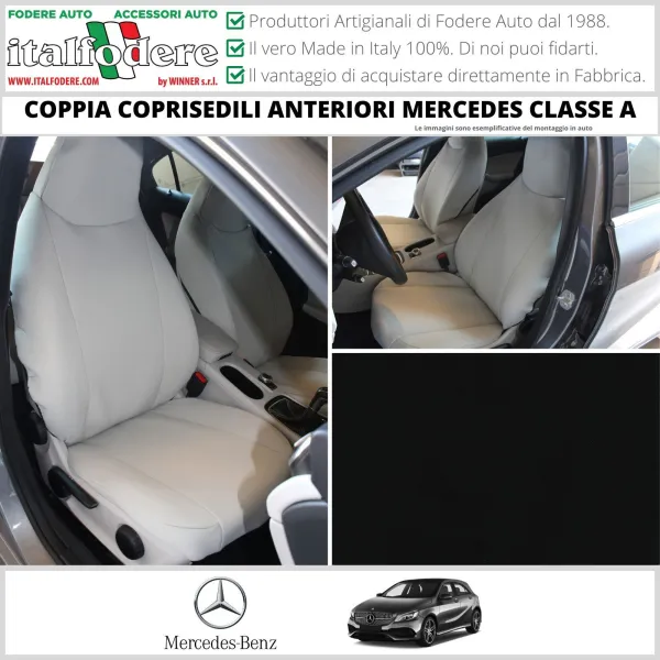 Coppia Coprisedili Specifici Mercedes Gla Fodere Foderine Solo Anteriori Colore Nero