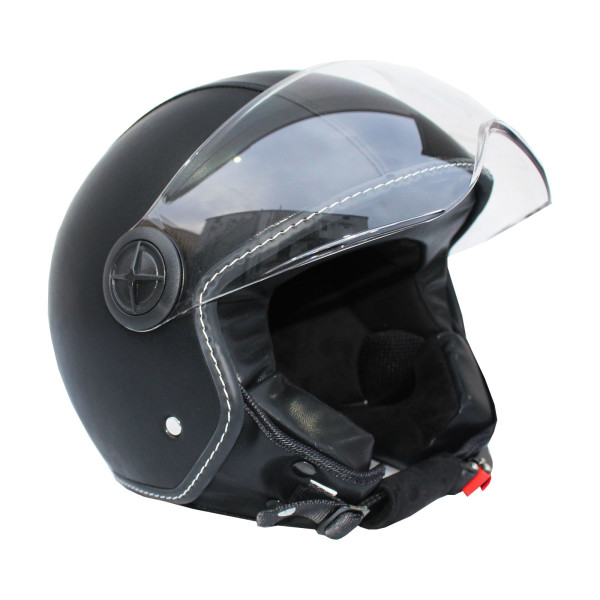Casco Moto Jet Scooter in Pelle Omologato Uomo Donna Vari Colori