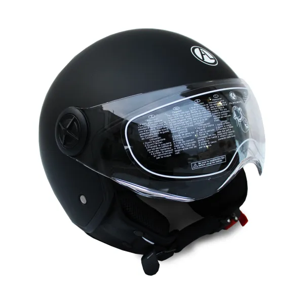 Casco Moto Jet Scooter Doppia Visiera Omologato Uomo Donna Nero Opaco